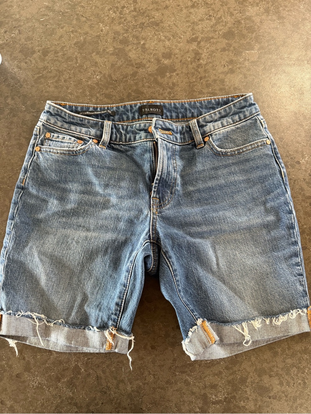 Talbots Blue Rolled Frayed Denim Shorts
